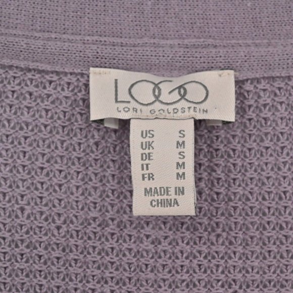 LOGO LORI GOLDSTEIN Womens Waffle Knit Button Front Cardigan Purple Sweater Sz S - Picture 8 of 10
